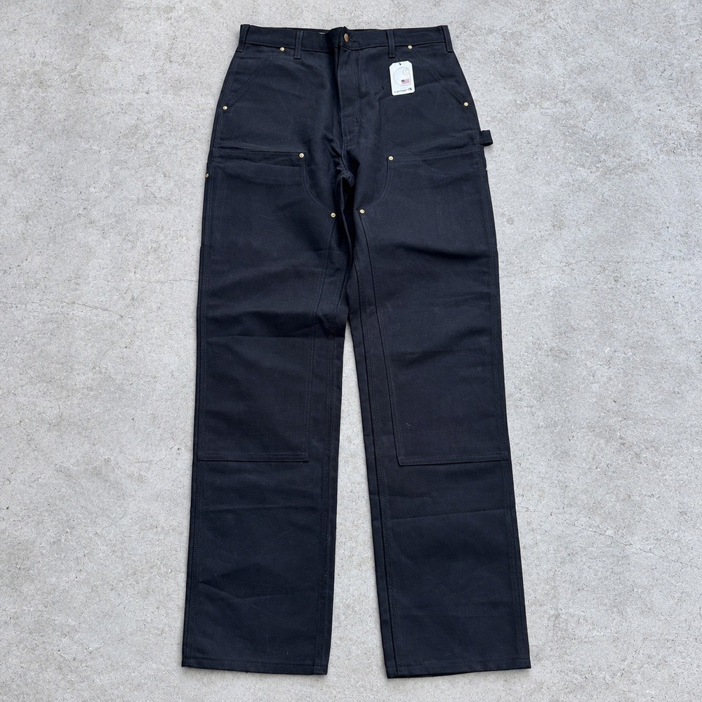 Carhartt B01 Black Loose Fit Firm Duck Double Front Work Pants 34x36 NWT USA